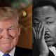 President Donald Trump at a joint press conference at Akasaka Palace in Tokyo on Nov. 6, 2017 (Kiyoshi Ota/Getty Images); Martin Luther King Jr. on May 18, 1967 (Duane Howell/Getty Images)